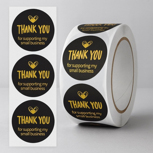 STICKERAFT Other - thank you for supporting my small business sticker | 1 in round pack gold